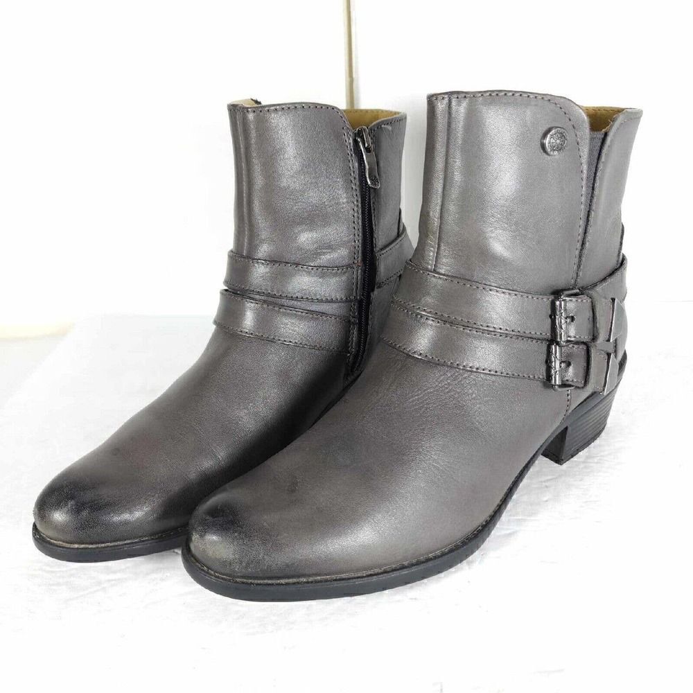 Bussola Women's Antwerpen EU39 US8-8.5 Double Buckle Leather Ankle Moto Boots